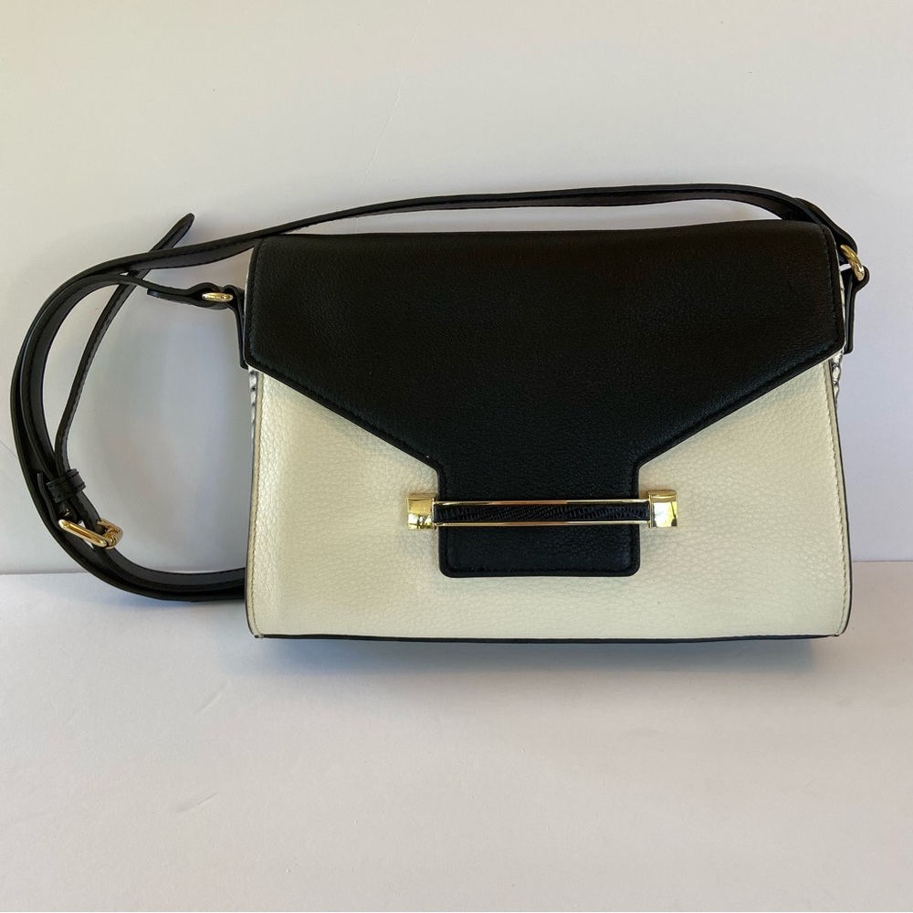 Vince Camuto Julia Elegant Black White Grey snakeskin leather Crossbody handbag - Picture 1 of 14